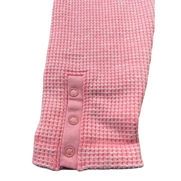 Offline By Aerie XS Ribbed Pink High-Waisted Cropped Leggings With Button Detail - Picture 2 of 9